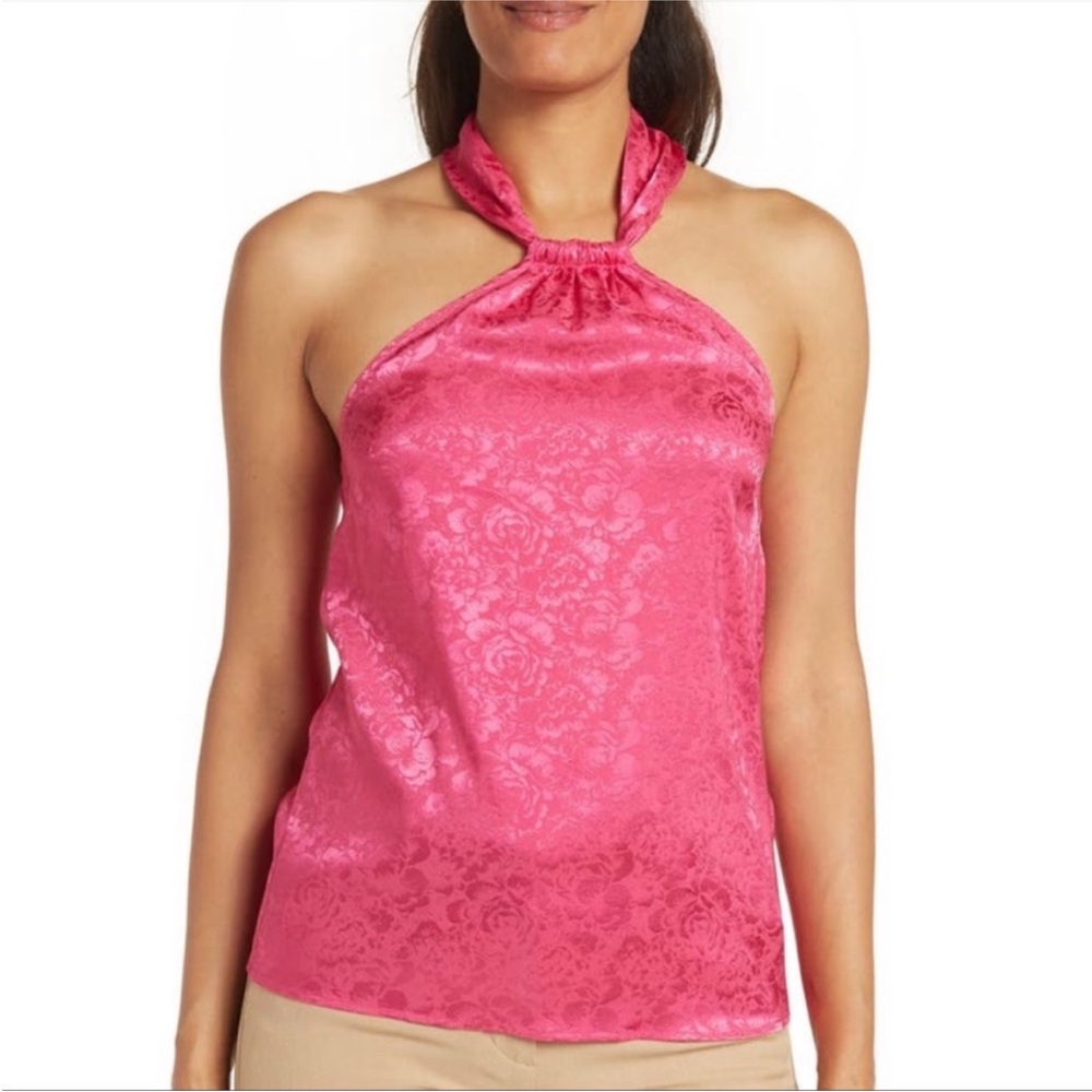 Ronny Kobo Claire Pink Floral Halterneck Top XL